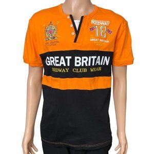 RARE Vintage Redway Mens (US Size Large) Orange Short Sleeve Shirt Great Britain